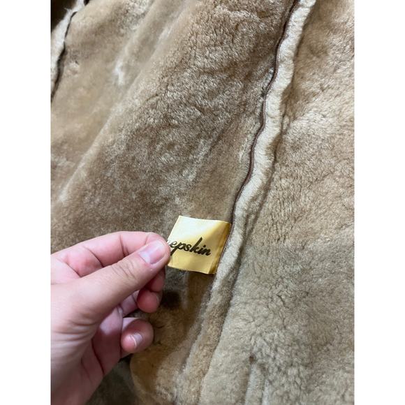 Vintage Sheepskin Sherpa Lined Double Breasted Suede Coat‎ Fits Womens L/XL - Picture 9 of 10
